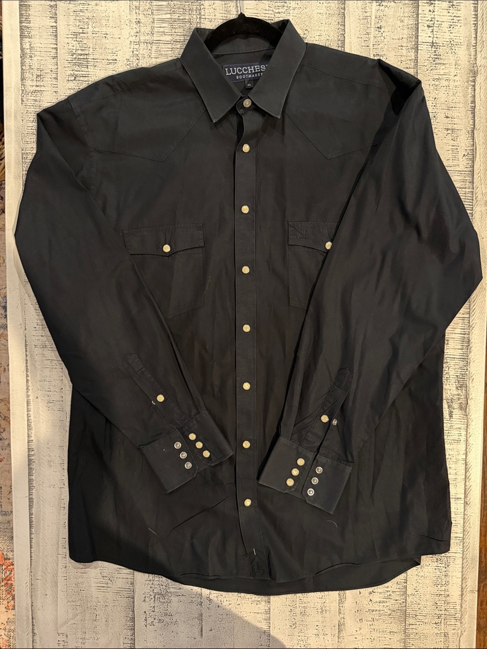Lucchese Black Western Pearl Snap Button Shirt
